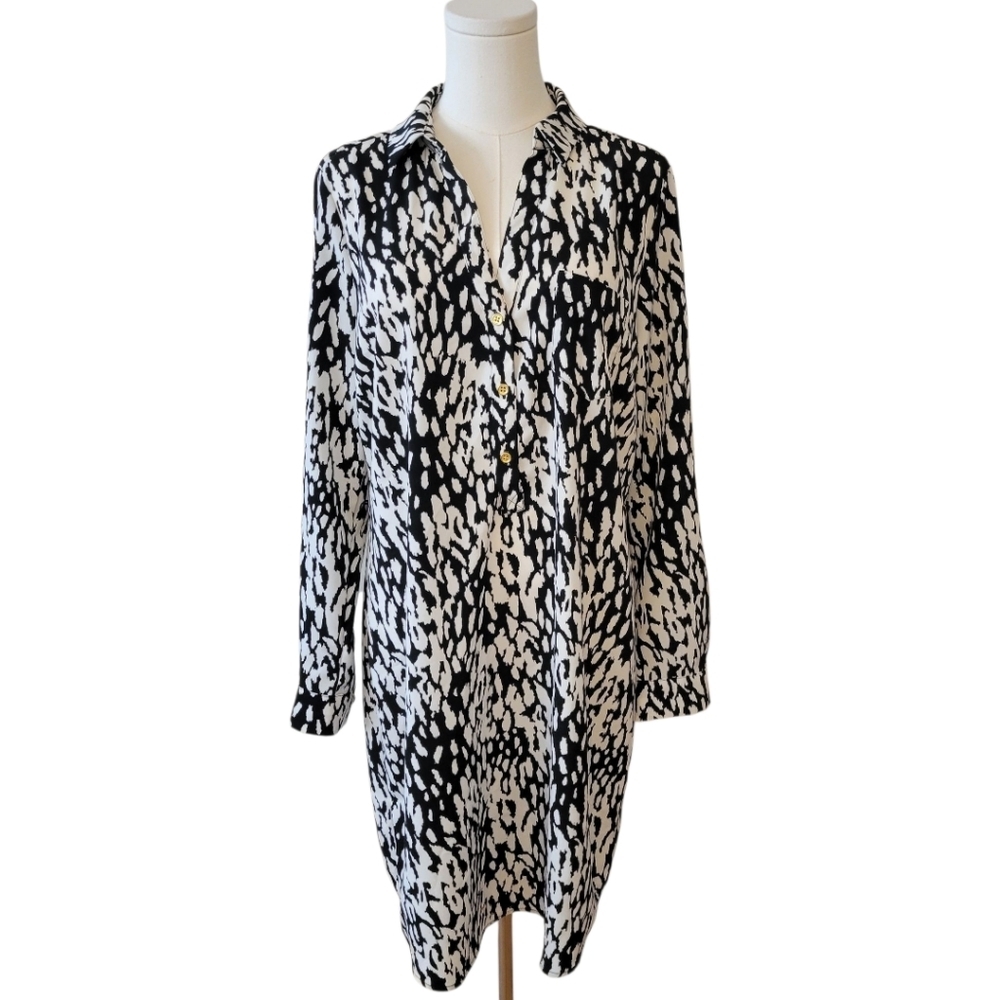 The Limited Ashton Black & White Graphic‎ Shift Dress Size Large